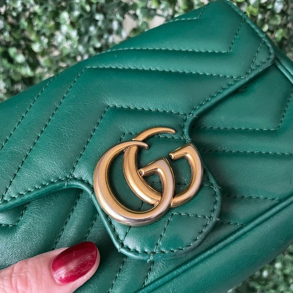 Gucci Green Super Mini Marmont Crossbody Full Set Authentic FINAL PRICE - Picture 3 of 15
